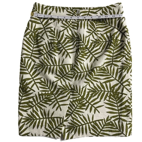 ANN TAYLOR Petite Green Palm Leaf Basket Weave Skirt - Size 00 - Picture 7 of 10